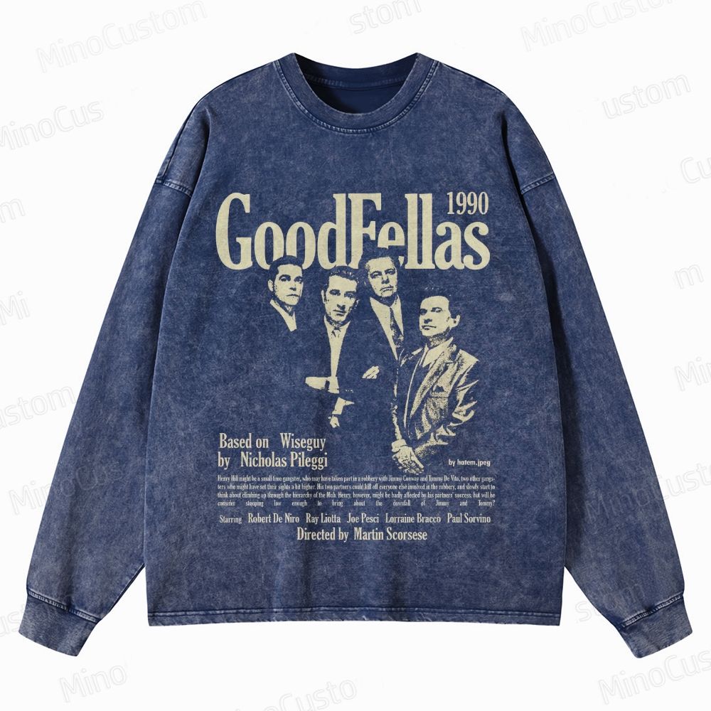 Goodfellas Cast Collage & Title Graphic Washed Vintage Sweatshirt