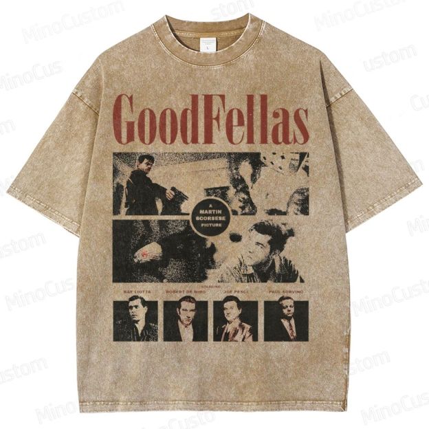 Goodfellas Scene & Cast Collage Graphic Washed Vintage T - Shirt