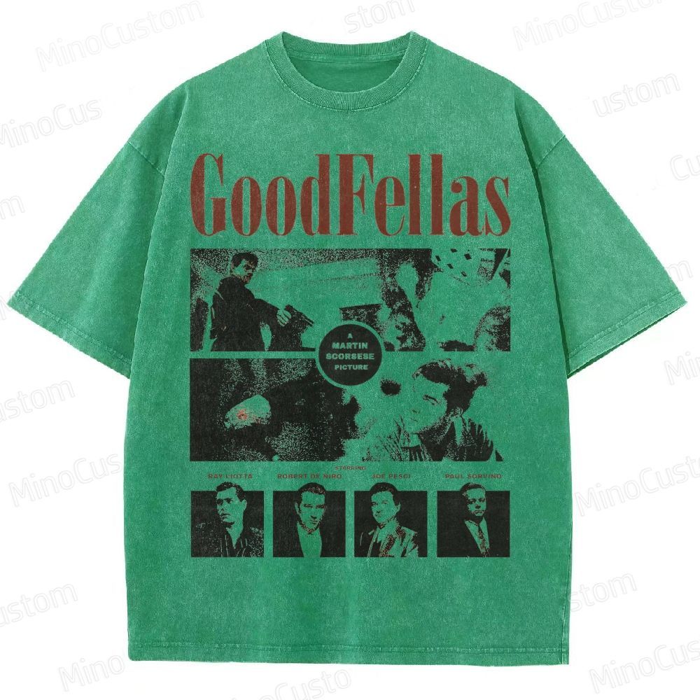 Goodfellas Scene & Cast Collage Graphic Washed Vintage T - Shirt