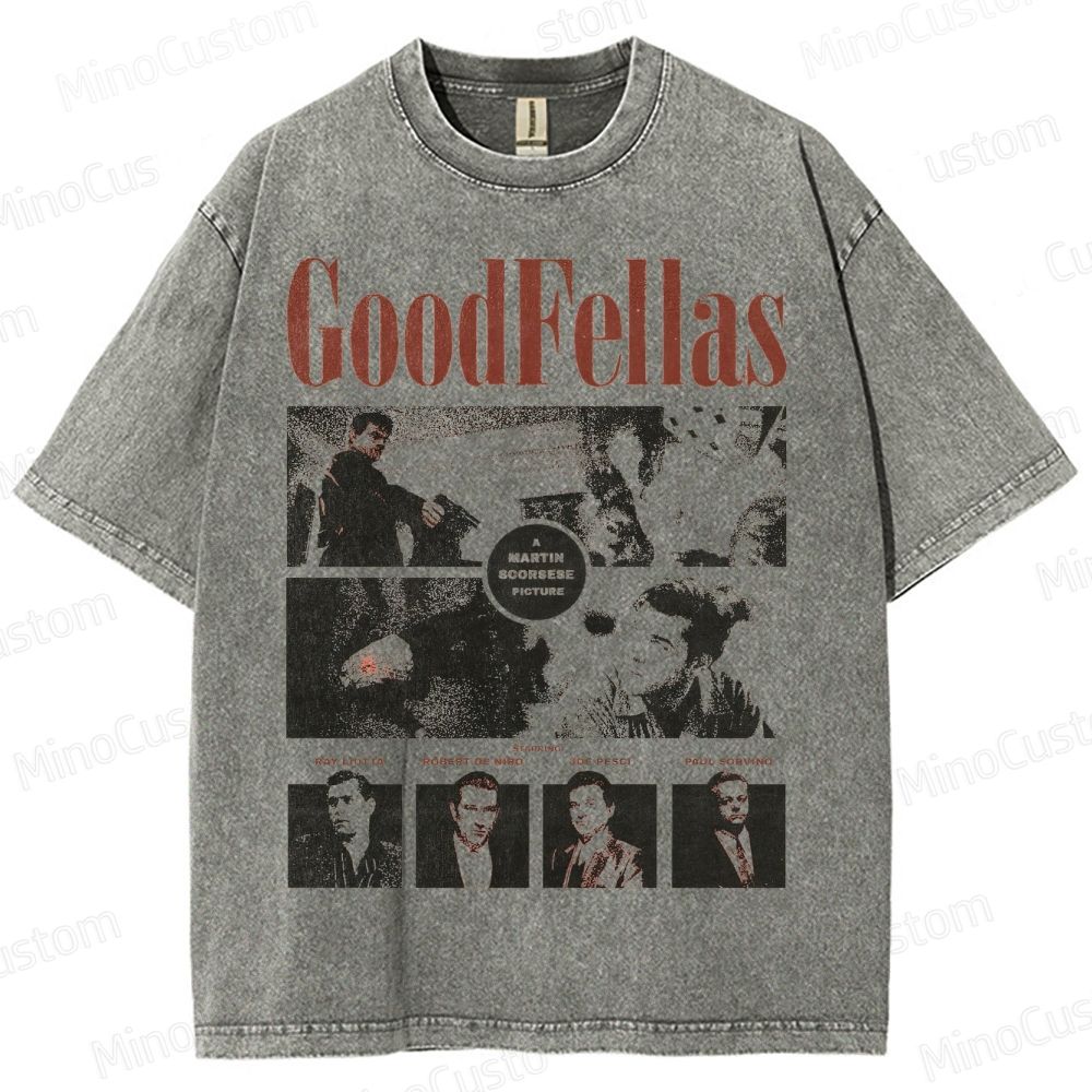 Goodfellas Scene & Cast Collage Graphic Washed Vintage T - Shirt