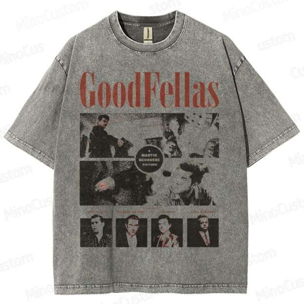 Goodfellas Scene & Cast Collage Graphic Washed Vintage T - Shirt