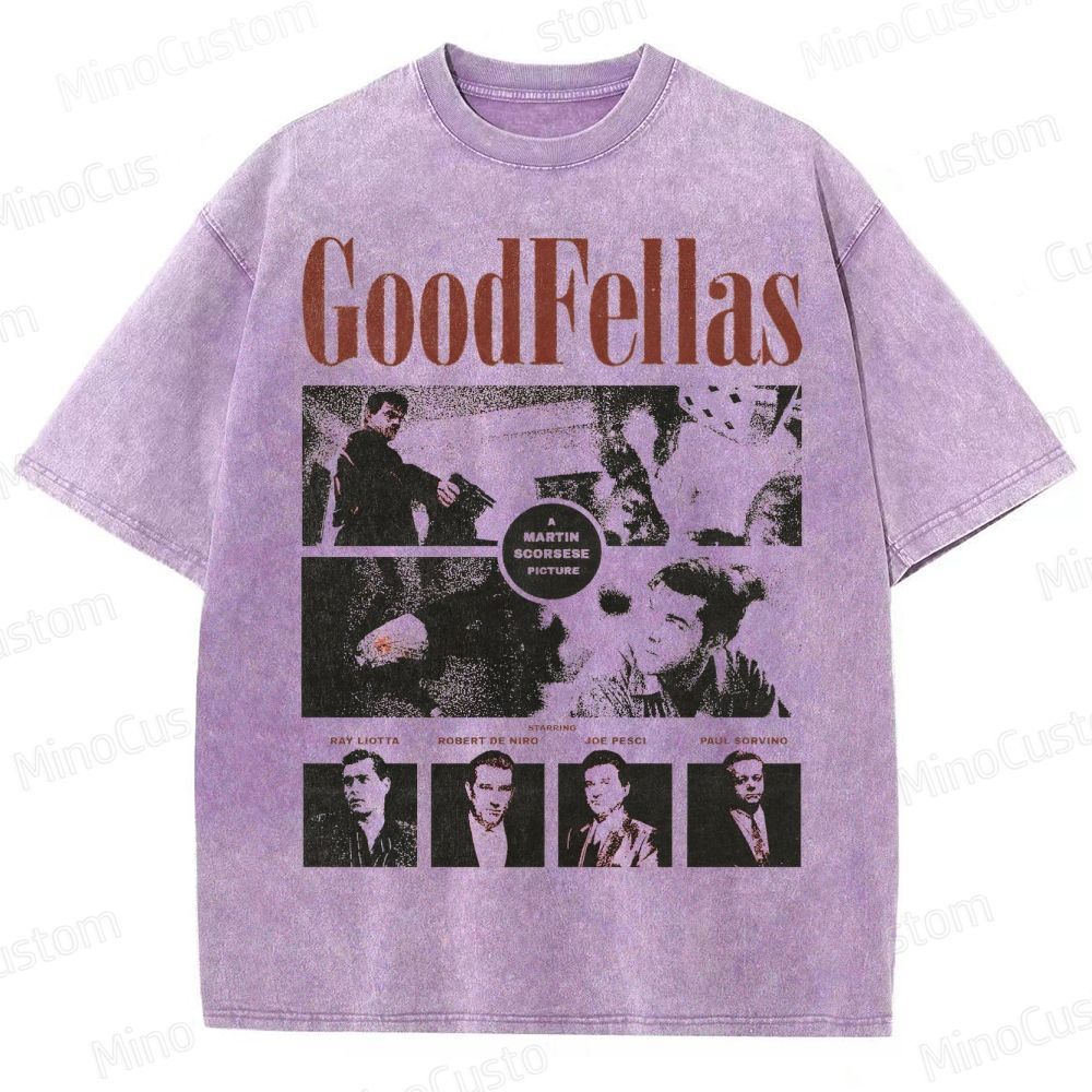 Goodfellas Scene & Cast Collage Graphic Washed Vintage T - Shirt
