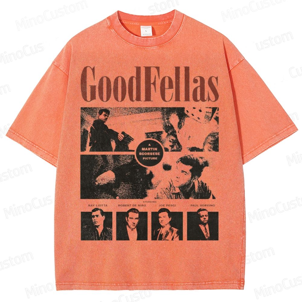 Goodfellas Scene & Cast Collage Graphic Washed Vintage T - Shirt