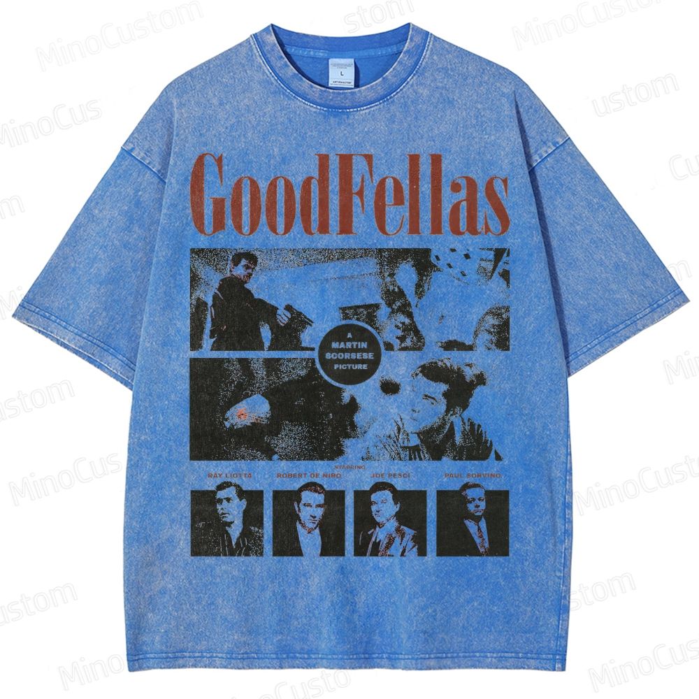Goodfellas Scene & Cast Collage Graphic Washed Vintage T - Shirt