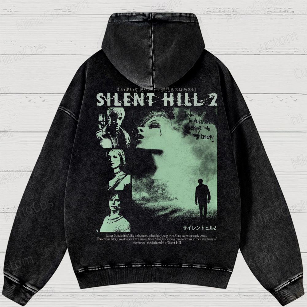 Vintage 90s Bootleg Style Silent Hill II Washed Hoodies