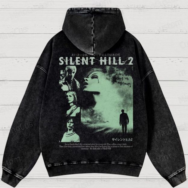 Vintage 90s Bootleg Style Silent Hill II Washed Hoodies