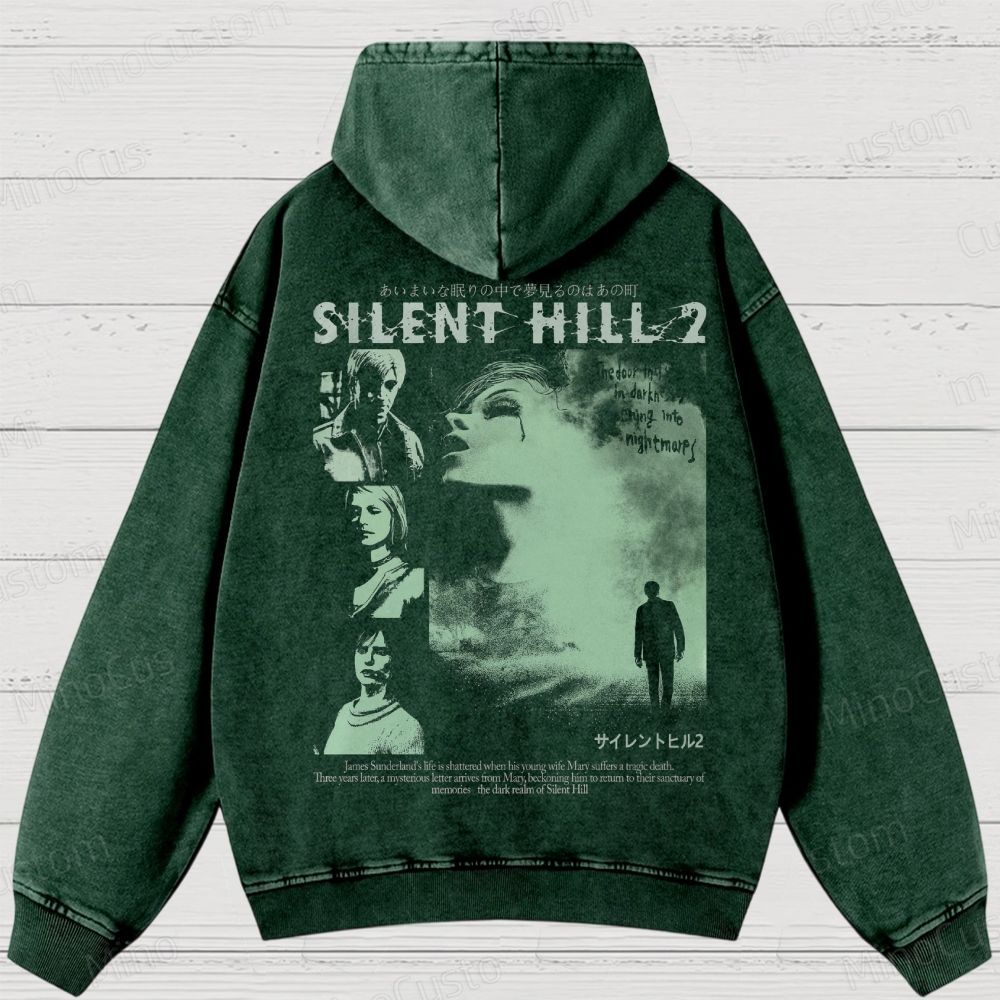 Vintage 90s Bootleg Style Silent Hill II Washed Hoodies