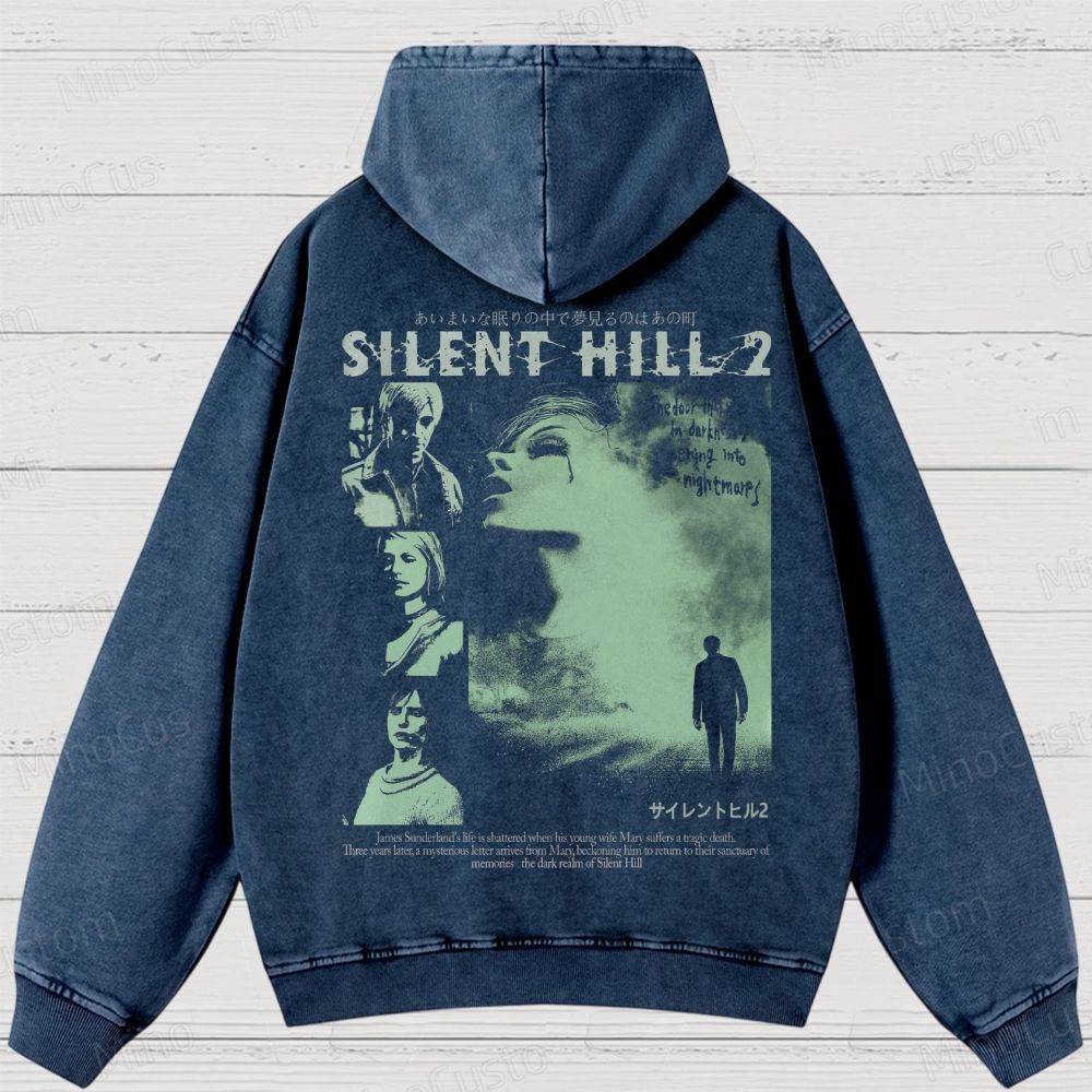 Vintage 90s Bootleg Style Silent Hill II Washed Hoodies