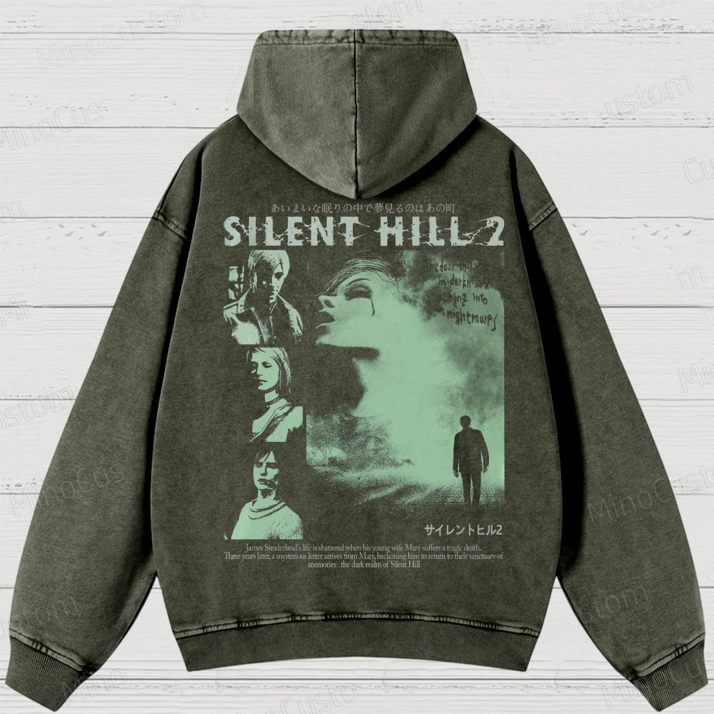 Vintage 90s Bootleg Style Silent Hill II Washed Hoodies