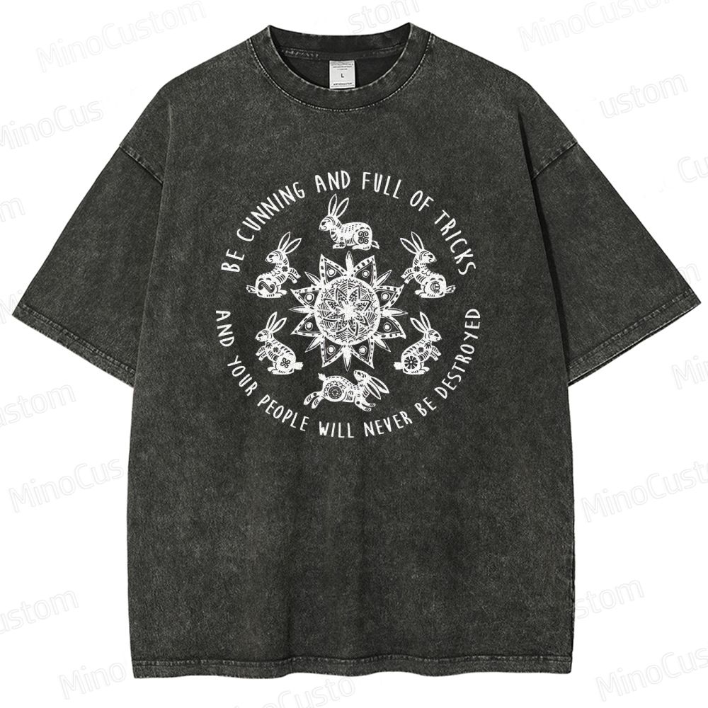 Watership Down Rabbit and Quote Graphic Washed Vintage T - Shirt