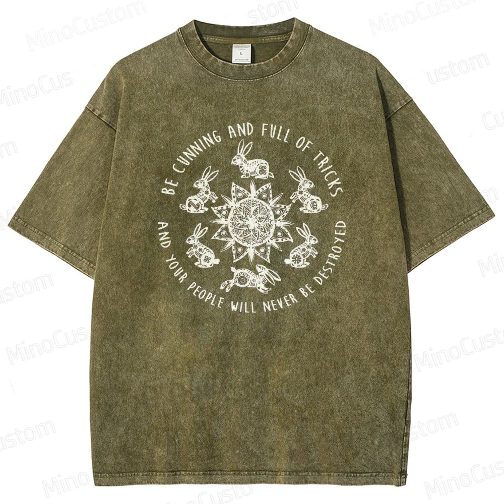 Watership Down Rabbit and Quote Graphic Washed Vintage T - Shirt