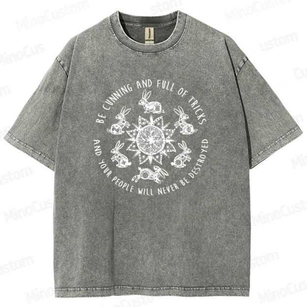 Watership Down Rabbit and Quote Graphic Washed Vintage T - Shirt