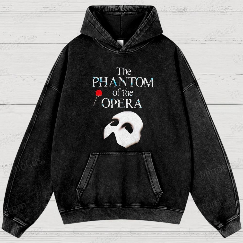 The Phantom of the Opera Mask & Title Graphic Washed Vintage Hoodie