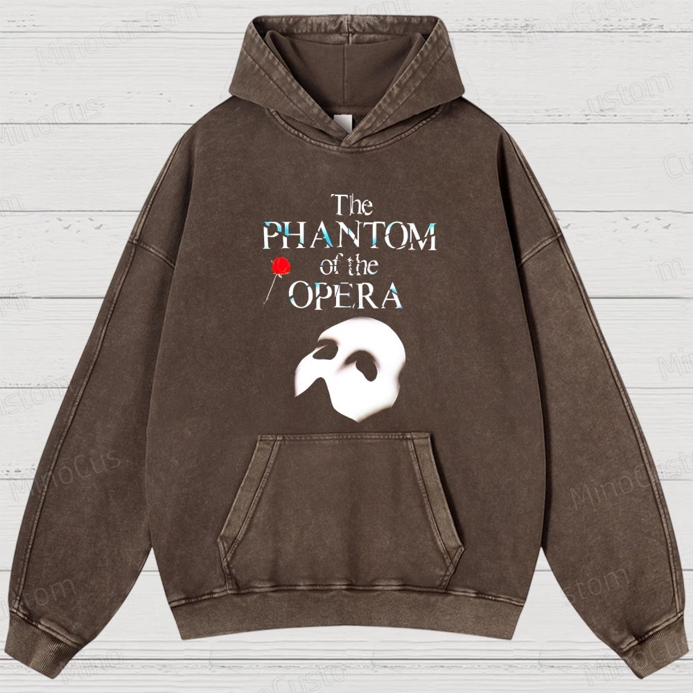 The Phantom of the Opera Mask & Title Graphic Washed Vintage Hoodie