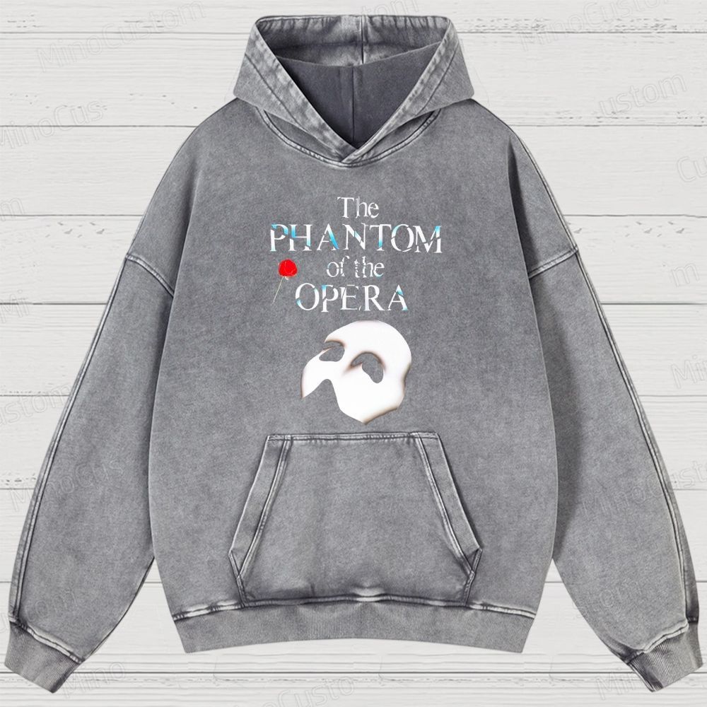 The Phantom of the Opera Mask & Title Graphic Washed Vintage Hoodie