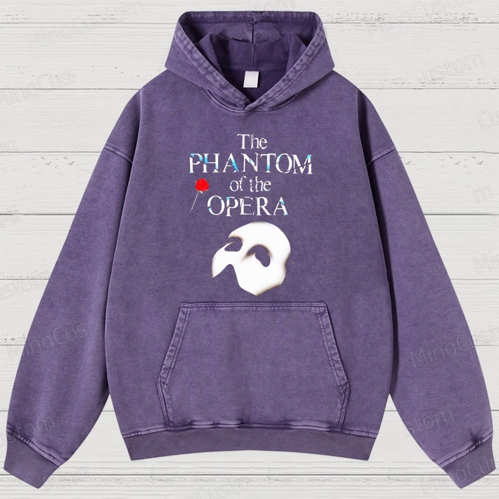 The Phantom of the Opera Mask & Title Graphic Washed Vintage Hoodie