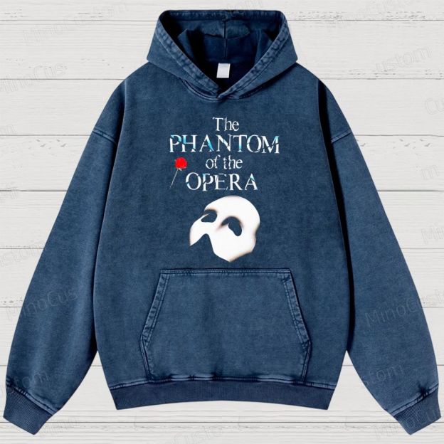 The Phantom of the Opera Mask & Title Graphic Washed Vintage Hoodie