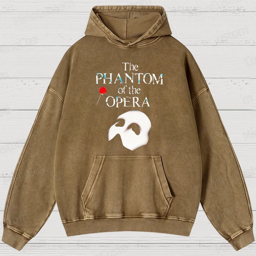 The Phantom of the Opera Mask & Title Graphic Washed Vintage Hoodie