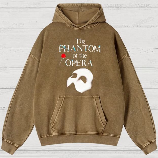 The Phantom of the Opera Mask & Title Graphic Washed Vintage Hoodie