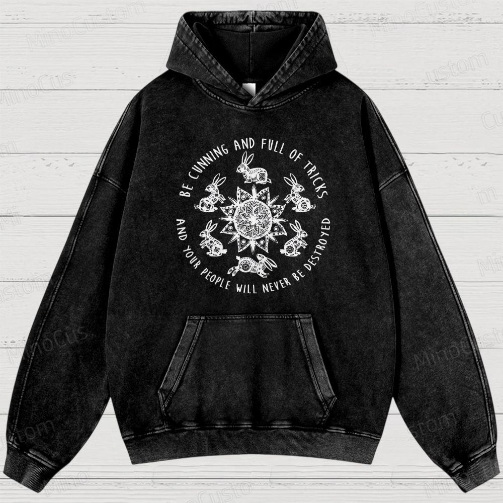 Watership Down Rabbit & Quote Graphic Washed Vintage Hoodie