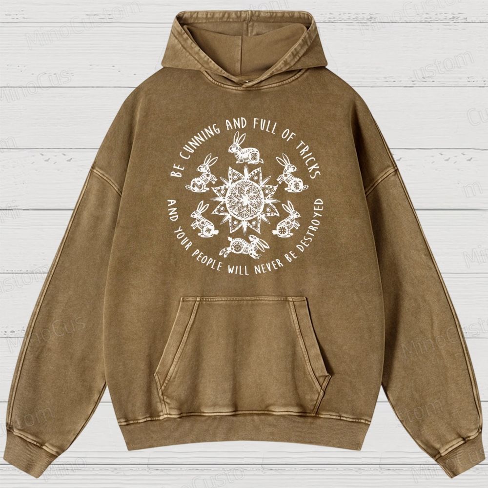 Watership Down Rabbit & Quote Graphic Washed Vintage Hoodie