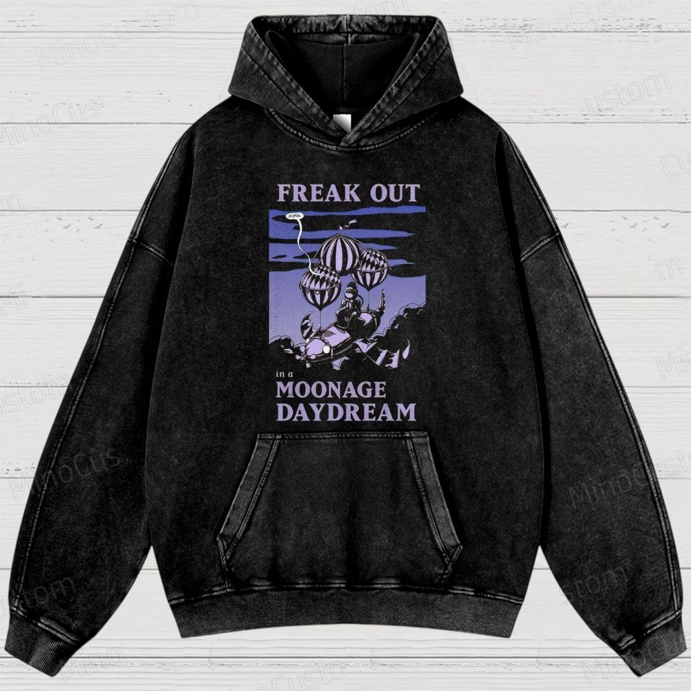 Moonage Daydream Graphic Washed Vintage Hoodie