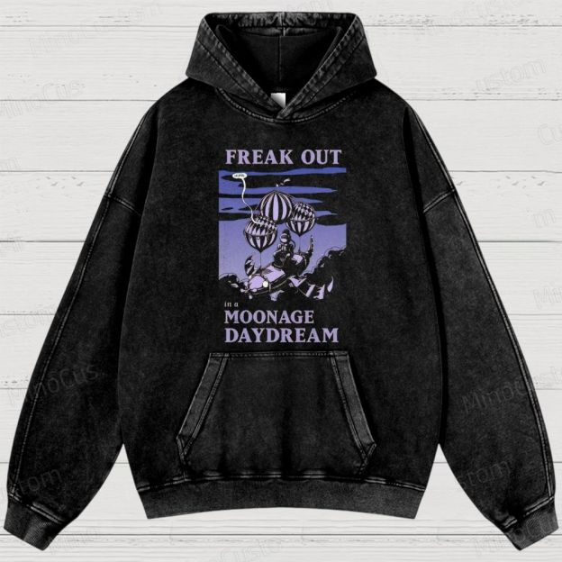 Moonage Daydream Graphic Washed Vintage Hoodie