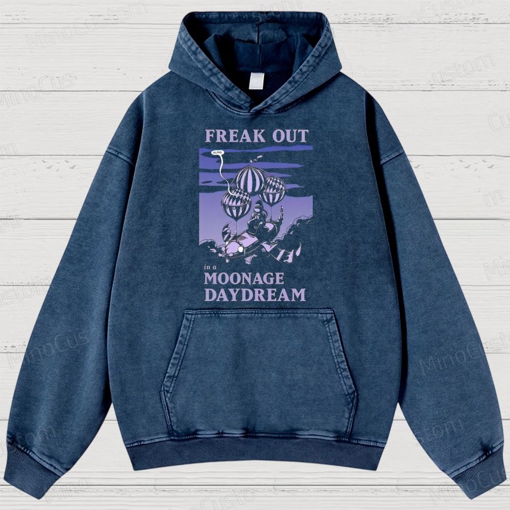 Moonage Daydream Graphic Washed Vintage Hoodie