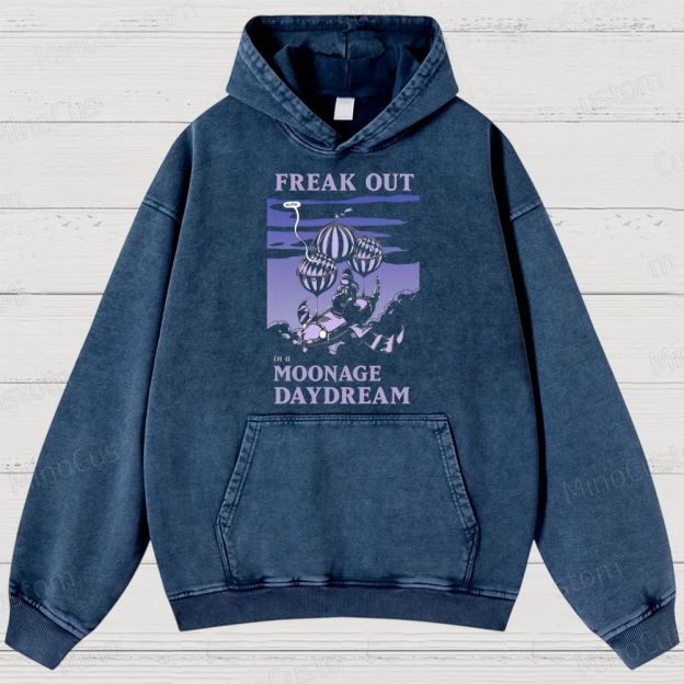Moonage Daydream Graphic Washed Vintage Hoodie