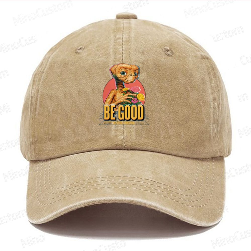 E.T. "Be Good" Retro Sci-Fi  Casual Washed Cap 