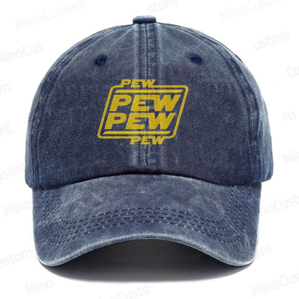 Pew Pew Pew Embroidery Washed Cap 