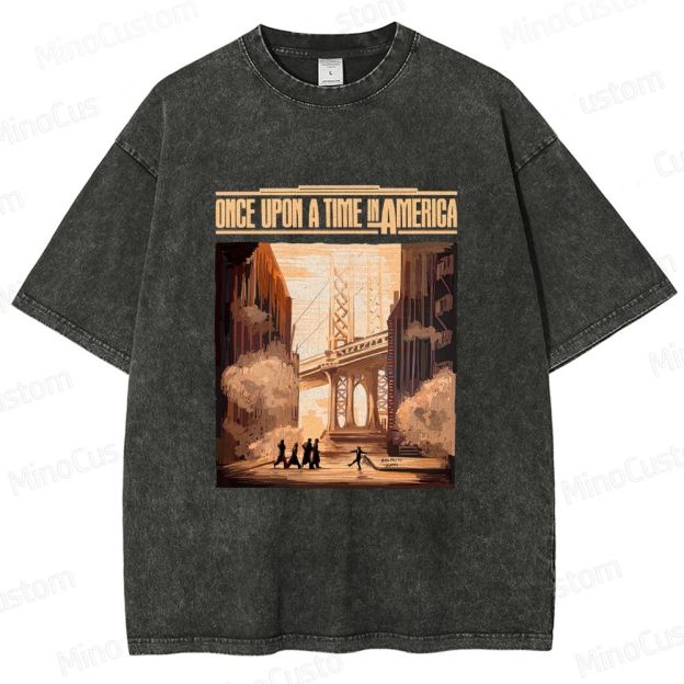 Once Upon a Time in America Scene & Title Graphic Washed Vintage T - Shirt