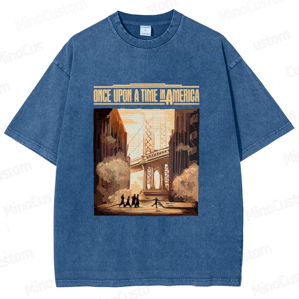 Once Upon a Time in America Scene & Title Graphic Washed Vintage T - Shirt