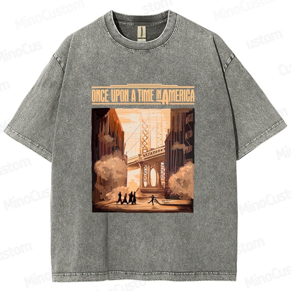 Once Upon a Time in America Scene & Title Graphic Washed Vintage T - Shirt