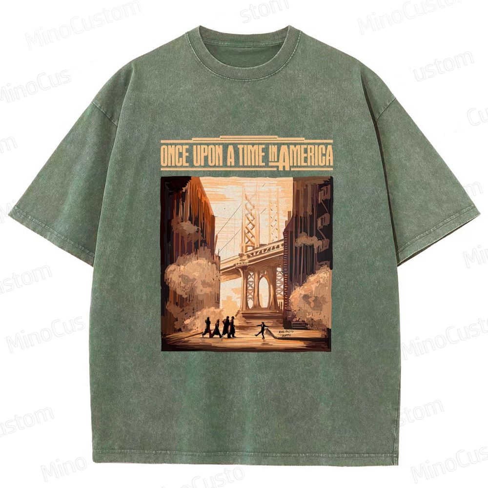 Once Upon a Time in America Scene & Title Graphic Washed Vintage T - Shirt