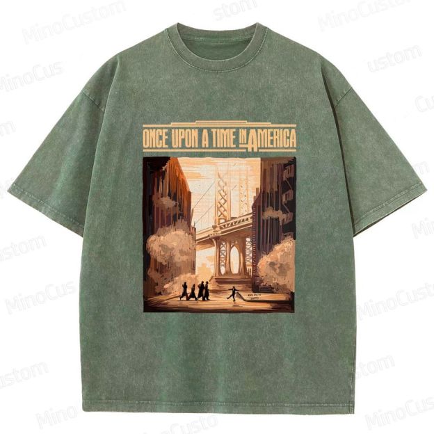Once Upon a Time in America Scene & Title Graphic Washed Vintage T - Shirt