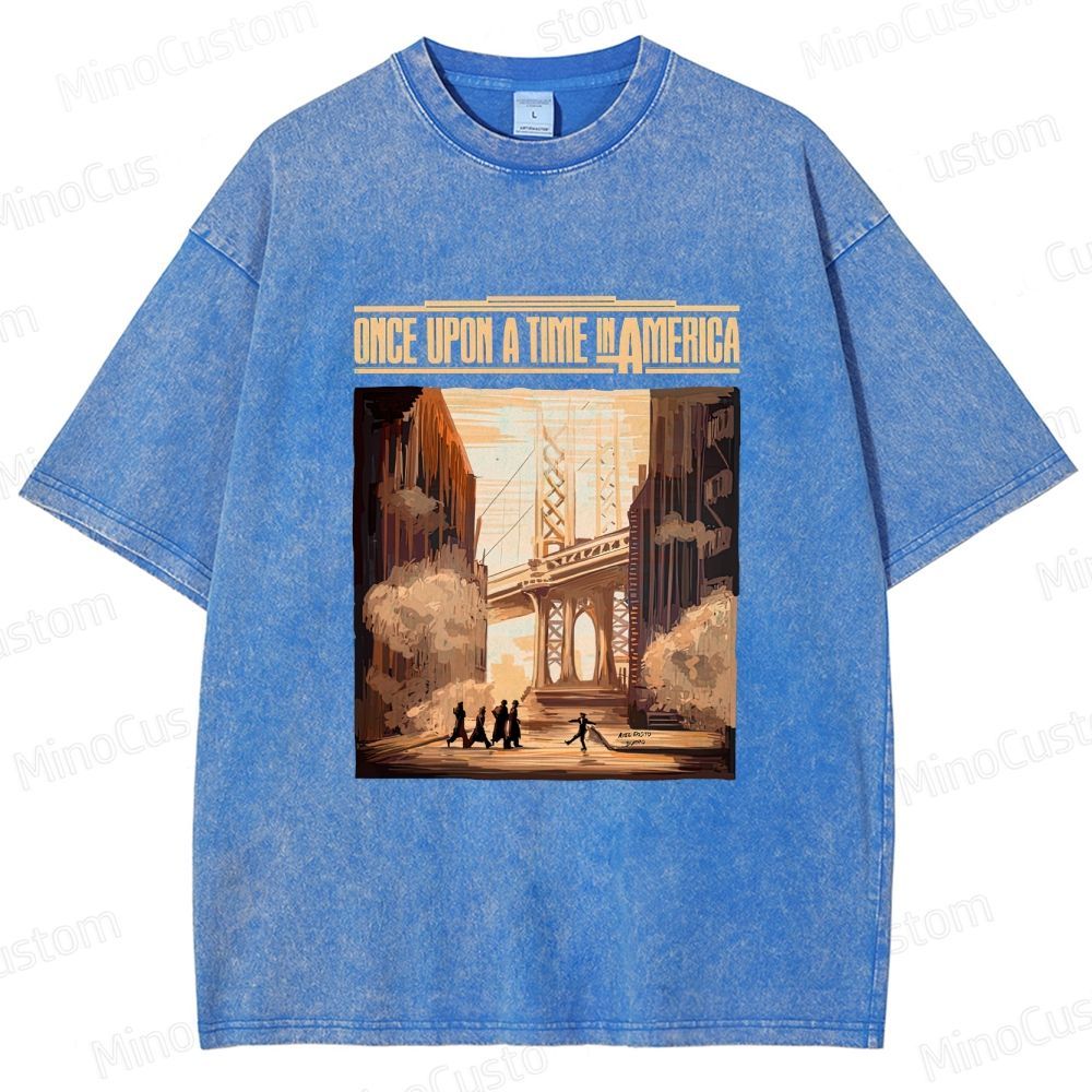 Once Upon a Time in America Scene & Title Graphic Washed Vintage T - Shirt
