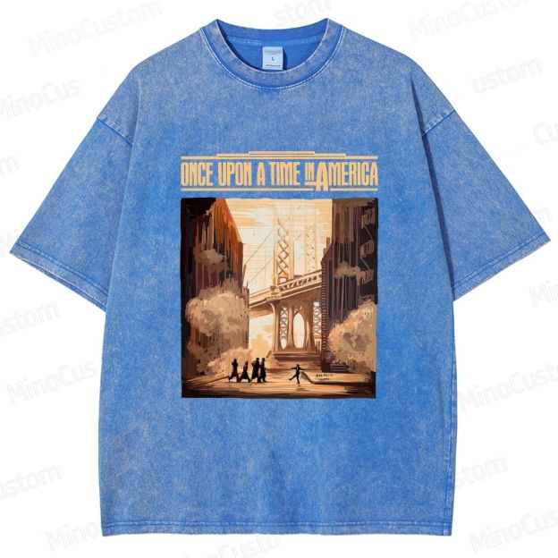 Once Upon a Time in America Scene & Title Graphic Washed Vintage T - Shirt
