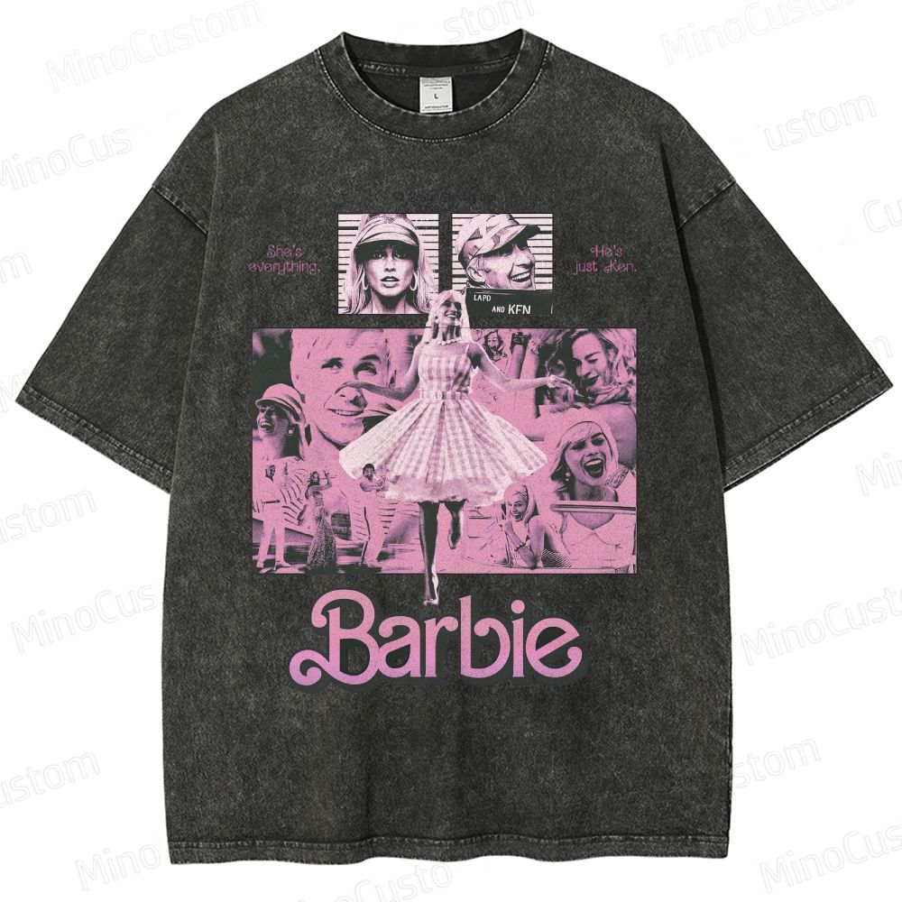 Barbie Cast & Scene Graphic Washed Vintage T - Shirt