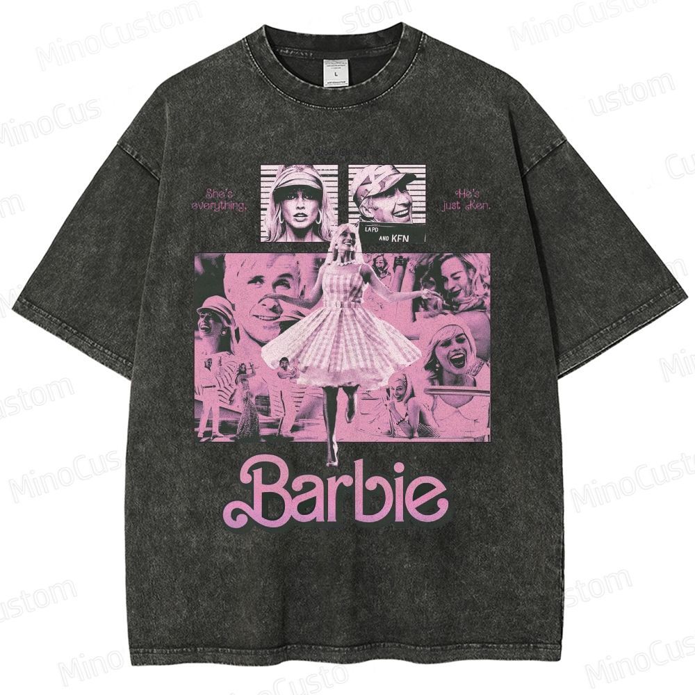 Barbie Cast & Scene Graphic Washed Vintage T - Shirt