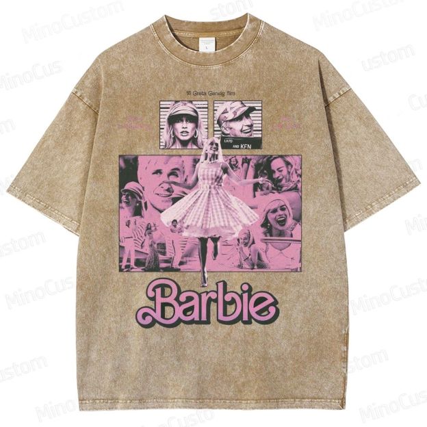 Barbie Cast & Scene Graphic Washed Vintage T - Shirt