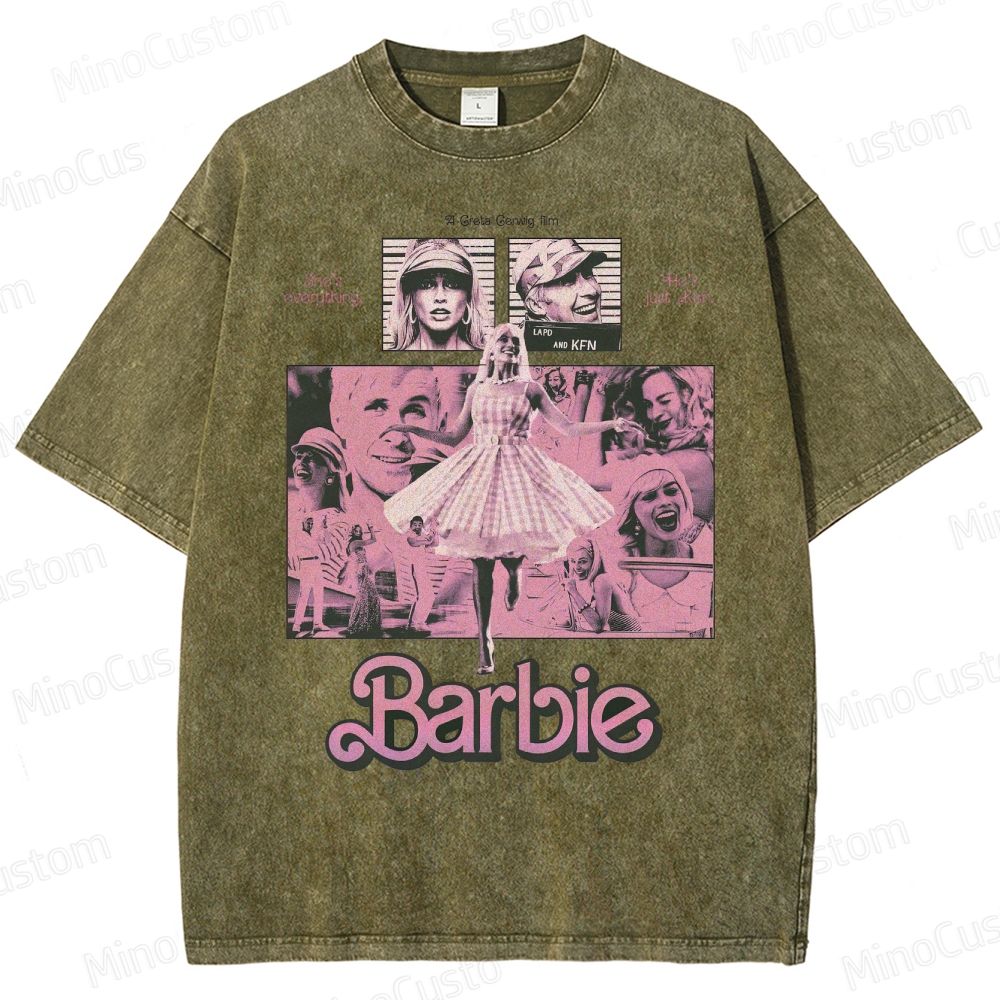 Barbie Cast & Scene Graphic Washed Vintage T - Shirt