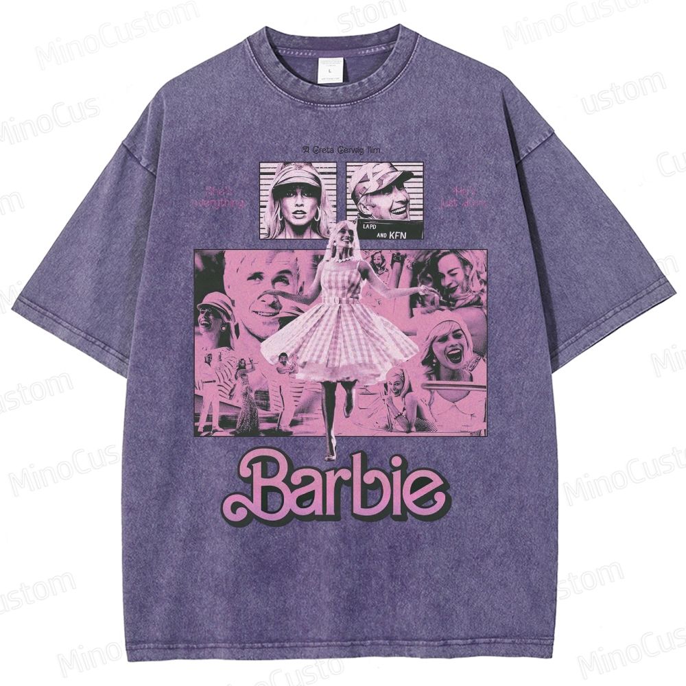 Barbie Cast & Scene Graphic Washed Vintage T - Shirt