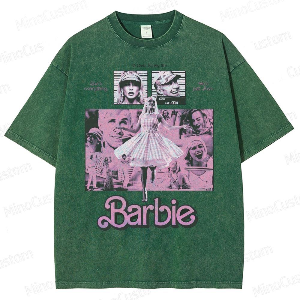 Barbie Cast & Scene Graphic Washed Vintage T - Shirt