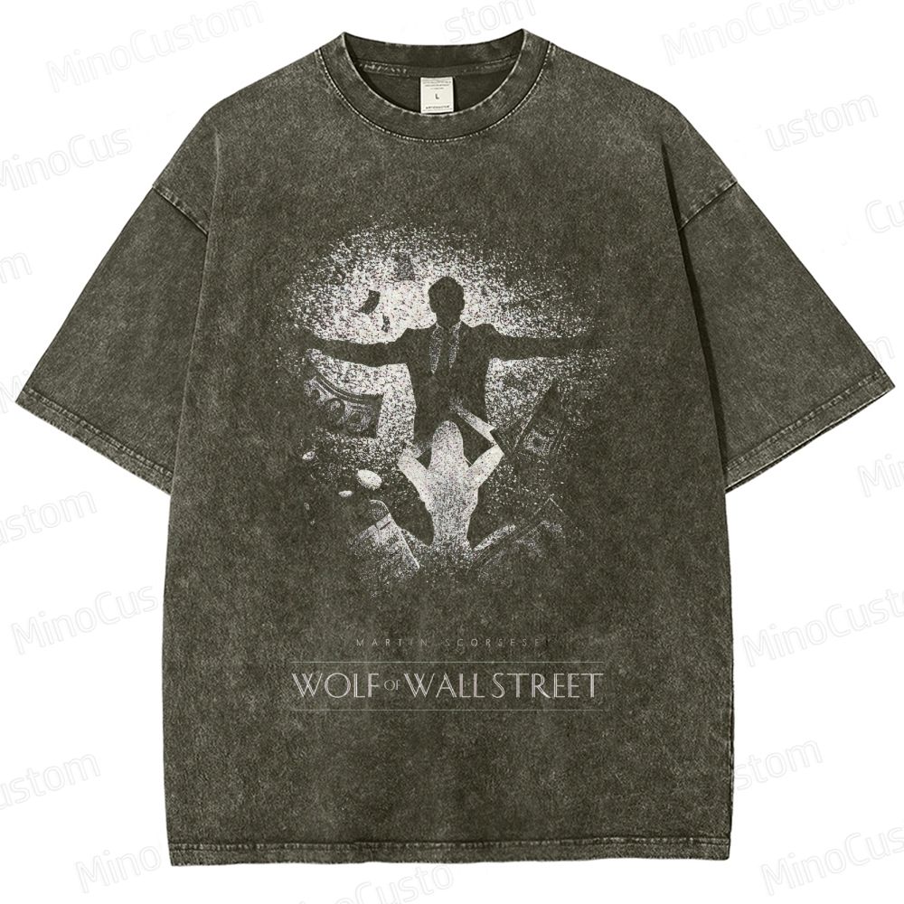 The Wolf of Wall Street Money & Scene Graphic Washed Vintage T - Shirt