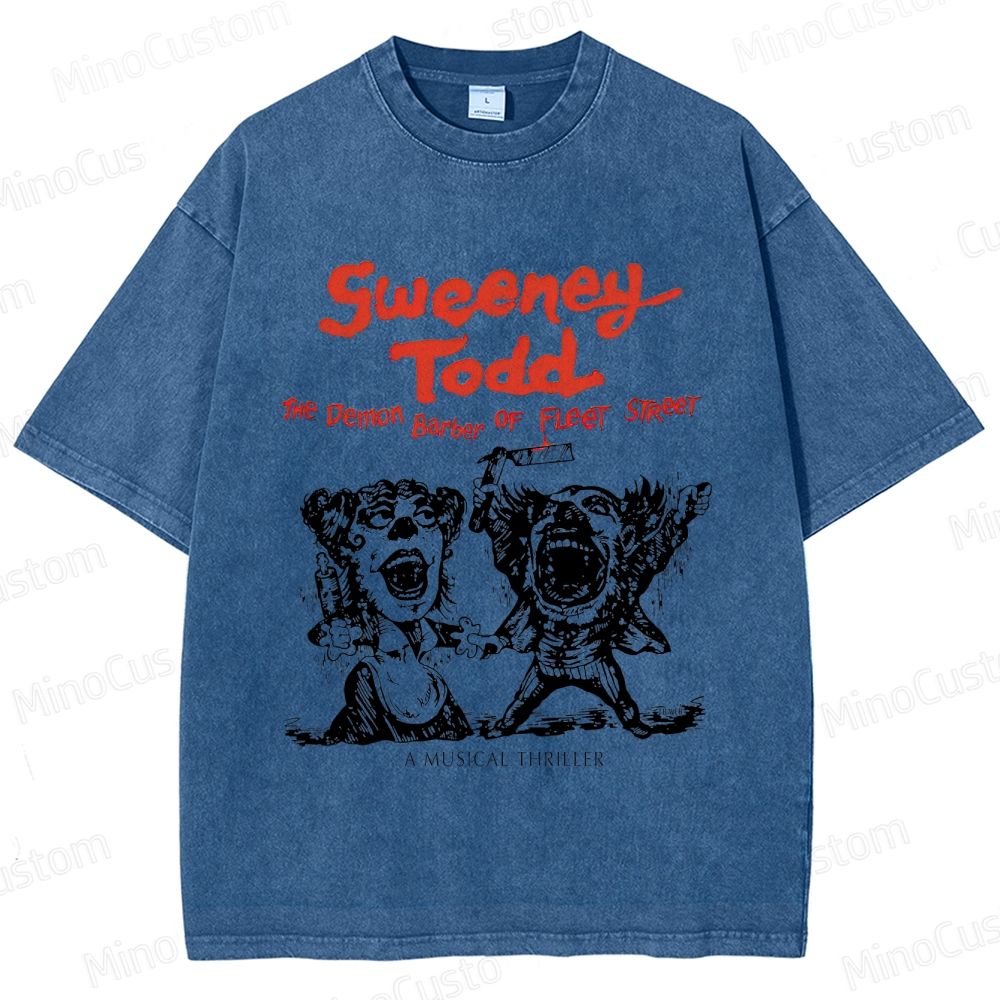 Sweeney Todd: The Demon Barber of Fleet Street Character & Title Graphic Washed Vintage T - Shirt