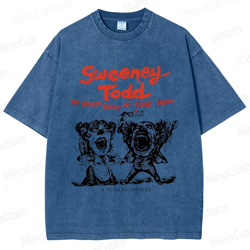 Sweeney Todd: The Demon Barber of Fleet Street Character & Title Graphic Washed Vintage T - Shirt