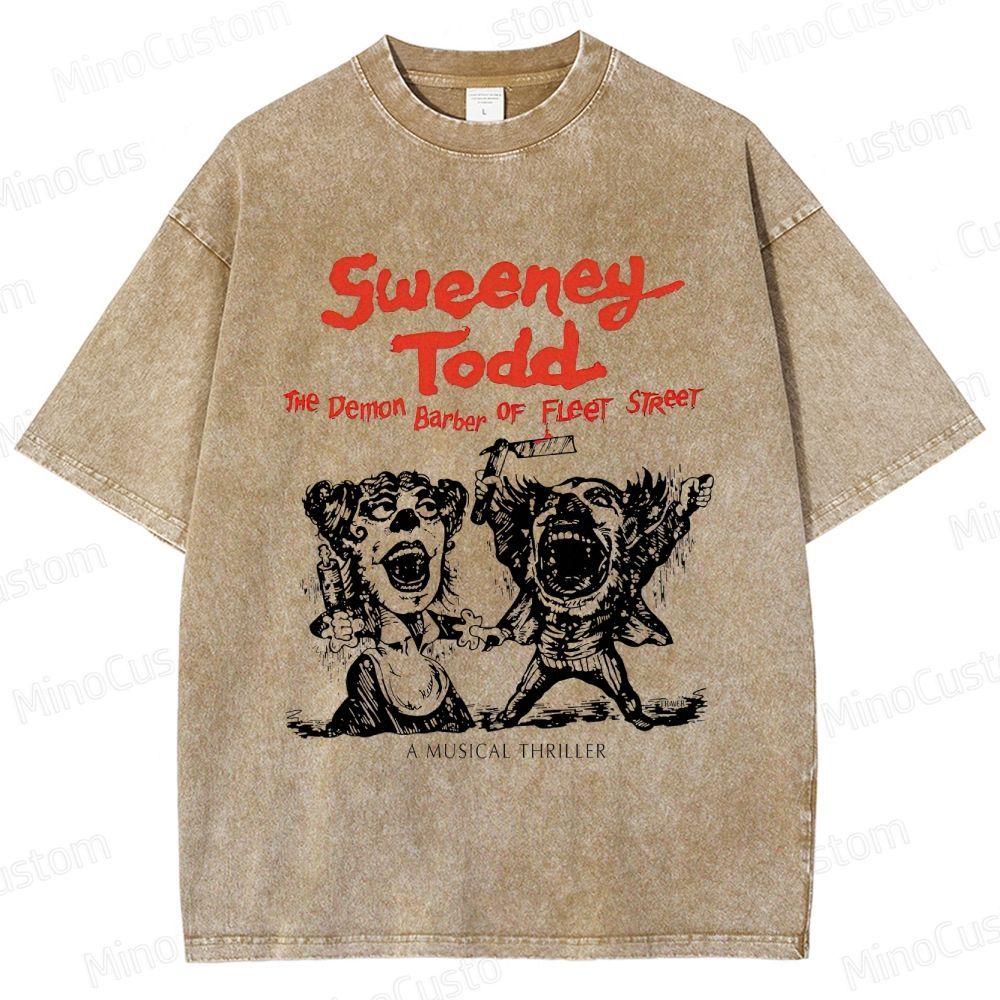 Sweeney Todd: The Demon Barber of Fleet Street Character & Title Graphic Washed Vintage T - Shirt