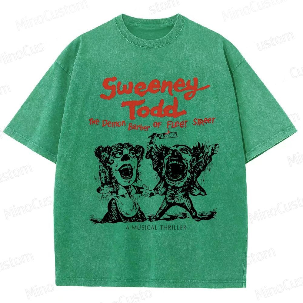 Sweeney Todd: The Demon Barber of Fleet Street Character & Title Graphic Washed Vintage T - Shirt
