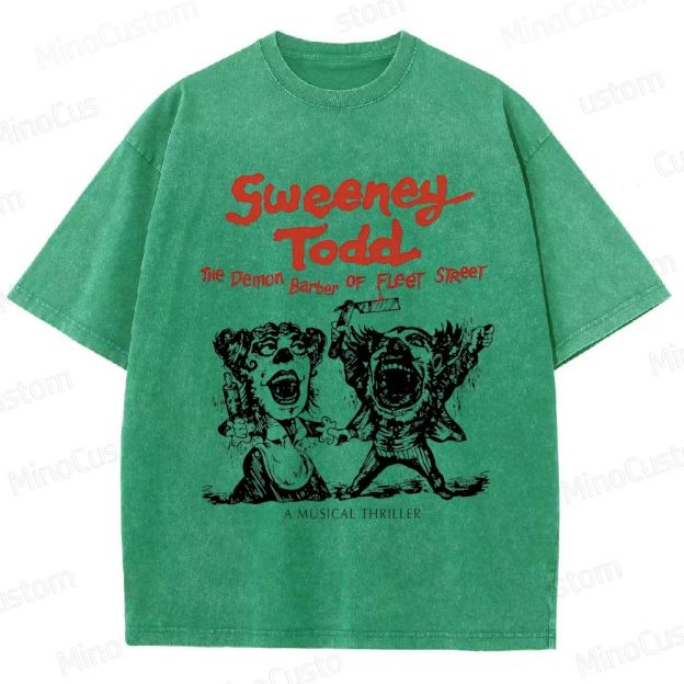 Sweeney Todd: The Demon Barber of Fleet Street Character & Title Graphic Washed Vintage T - Shirt